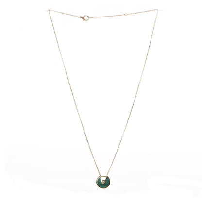 Cartier 18K Yellow Gold Diamond Malachite XS Amulette de Cartier Pendant Necklace 3 of 7