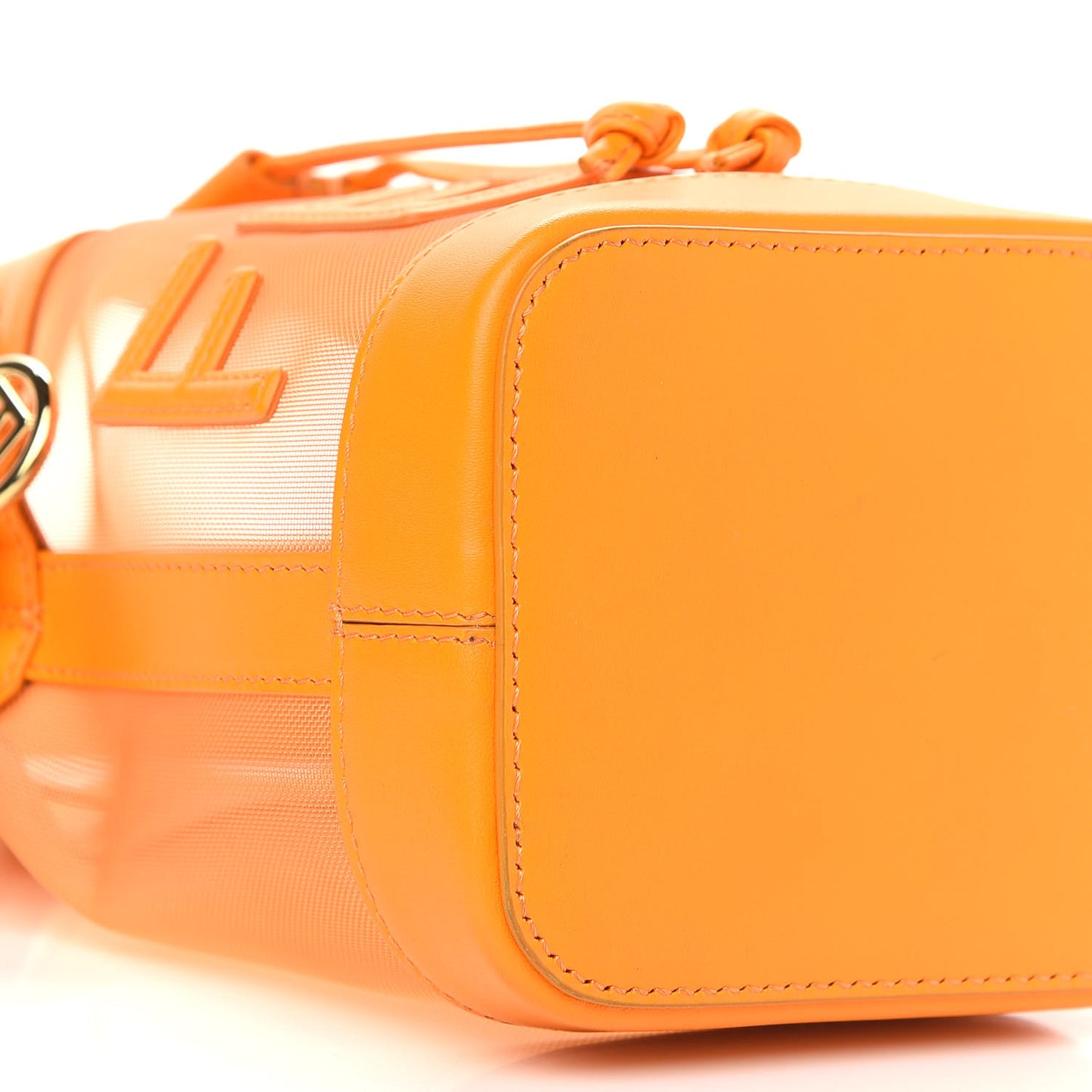 Mesh Vitello King F is Fendi Logo Embroidered Mini Mon Tresor Bucket Bag Aranciata Clementime