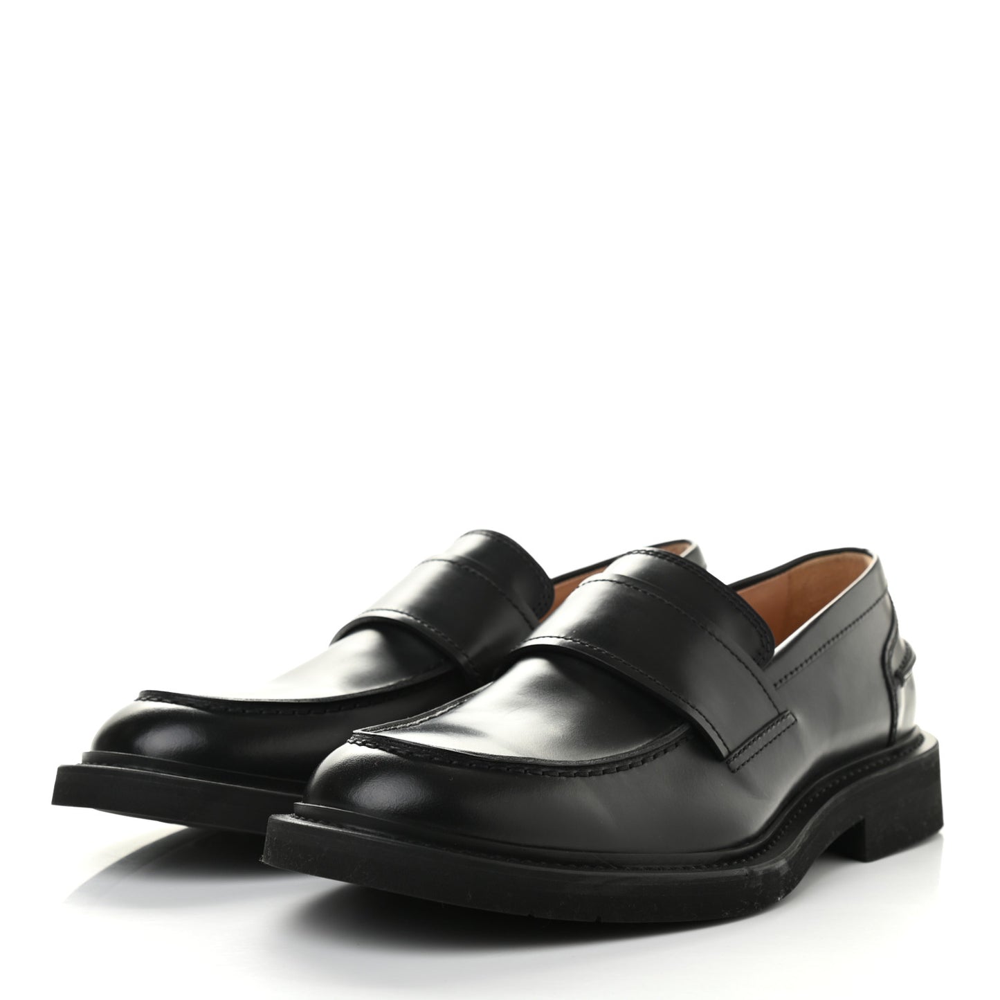 Brushed Calfskin Mens Loafers 43 Black