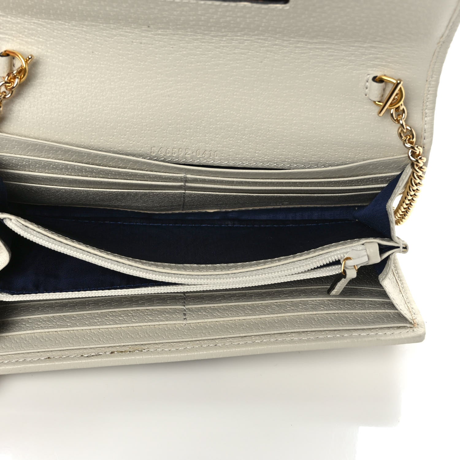 Gucci Textured Calfskin Web Ophidia Wallet On Chain Mystic White 5 of 9