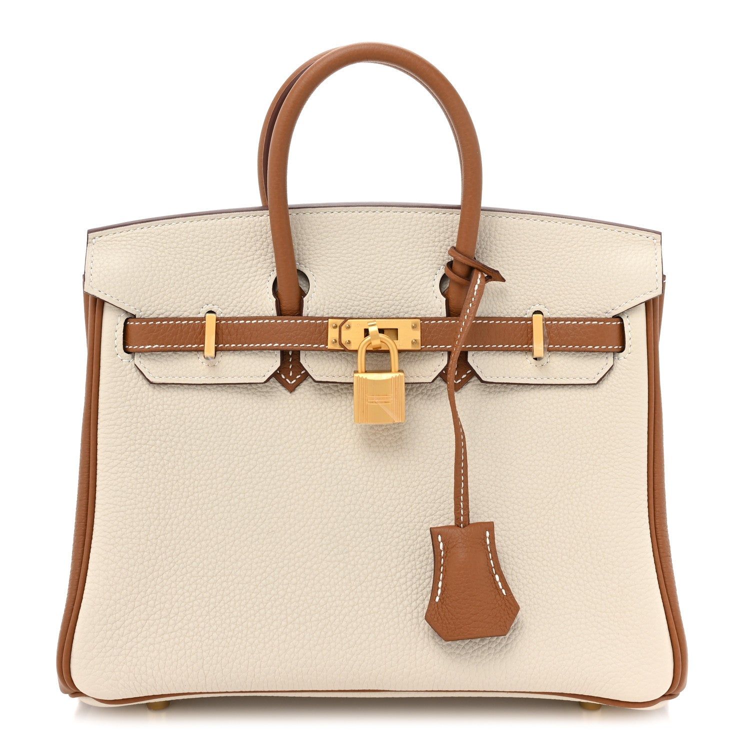 Hermes Togo Horseshoe Birkin 25 Craie Gold 1 of 9