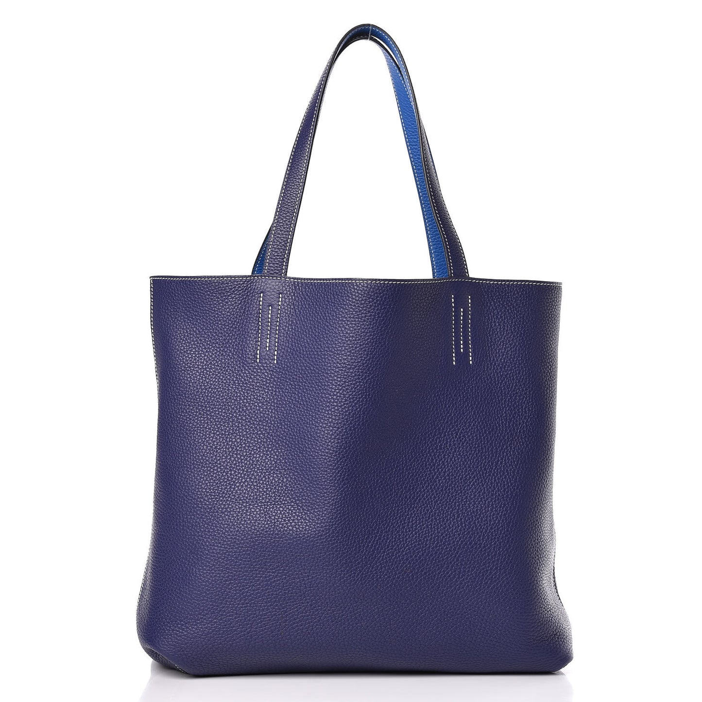 Taurillon Clemence Double Sens 45 Reversible Tote Bleu Encre Zellige