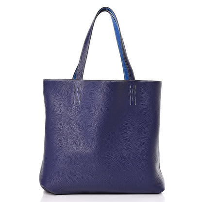 Hermes Taurillon Clemence Double Sens 45 Reversible Tote Bleu Encre Zellige 6 of 29