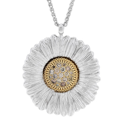 Buccellati Sterling Silver Vermeil Fancy Diamond Blossom Pendant Necklace 4 of 7