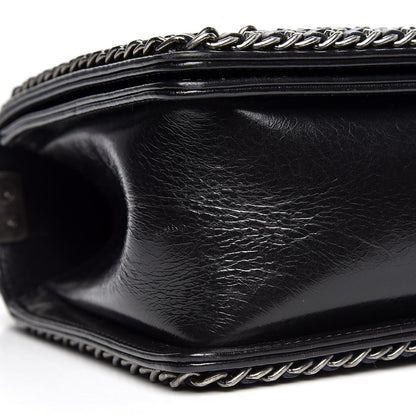 Chanel Glazed Calfskin Quilted Medium Boy Chained Flap Black 8 of 10