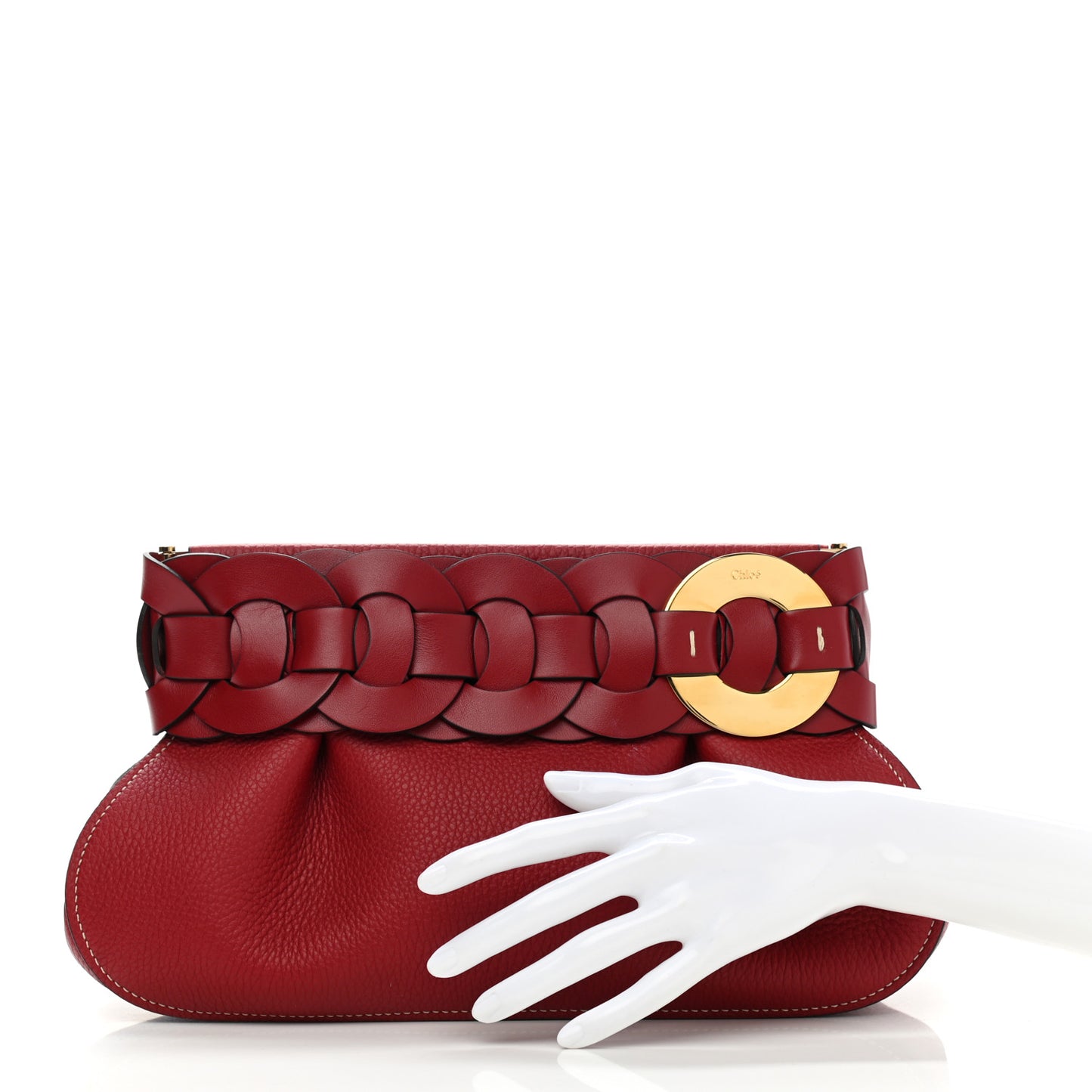 Grained Calfskin Darryl Clutch Red
