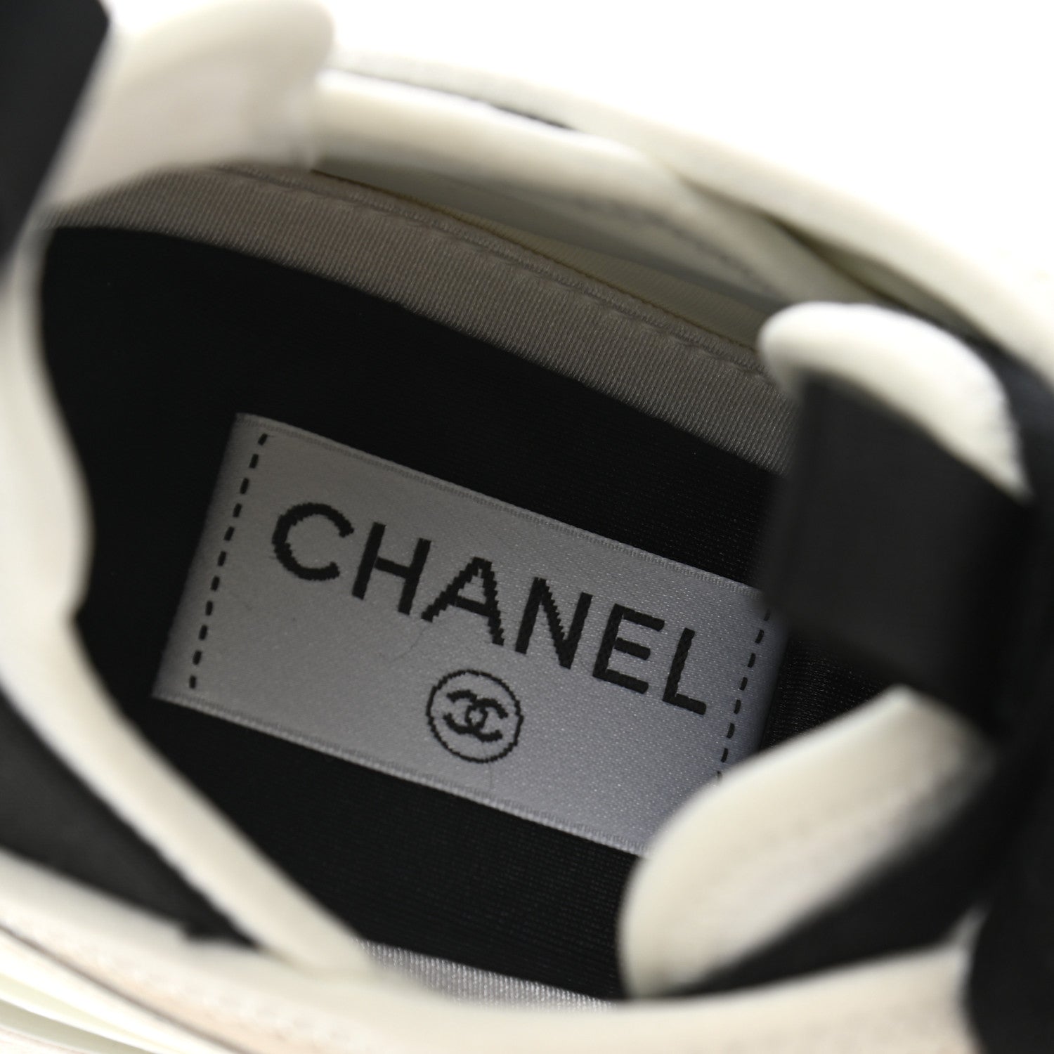 Chanel Velvet Calfskin Mixed Fibers CC Sneakers 37.5 Ivory Black 7 of 10