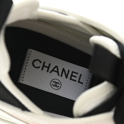 Chanel Velvet Calfskin Mixed Fibers CC Sneakers 37.5 Ivory Black 7 of 10