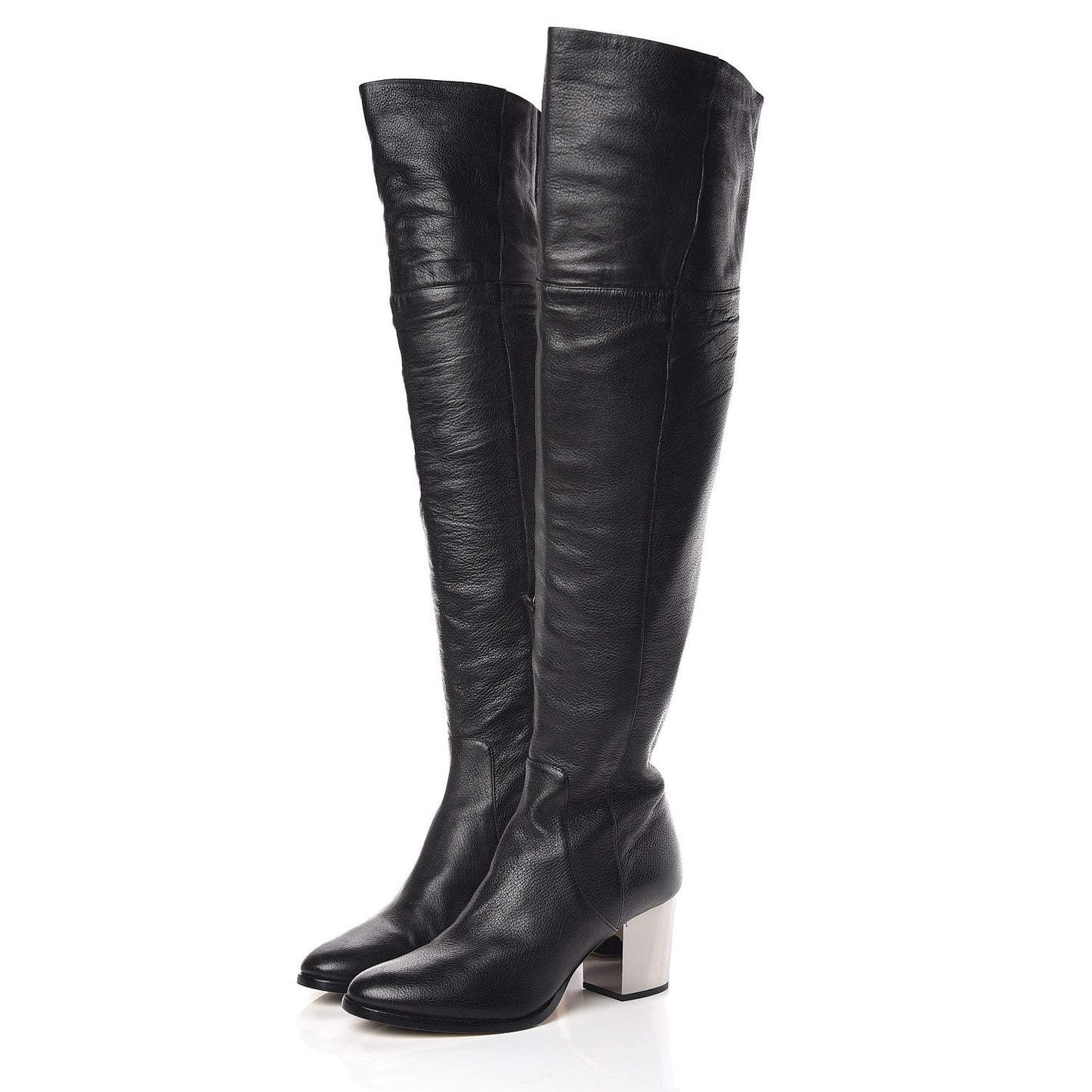 Grainy Calfskin Mercer Over-The-Knee High Boots 39 Black