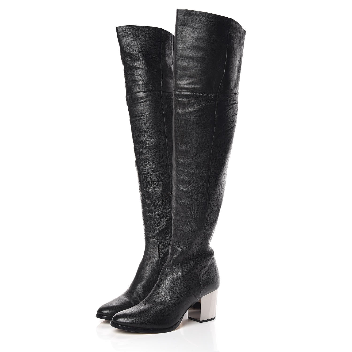 Jimmy Choo Grainy Calfskin Mercer Over-The-Knee High Boots 39 Black 3 of 13