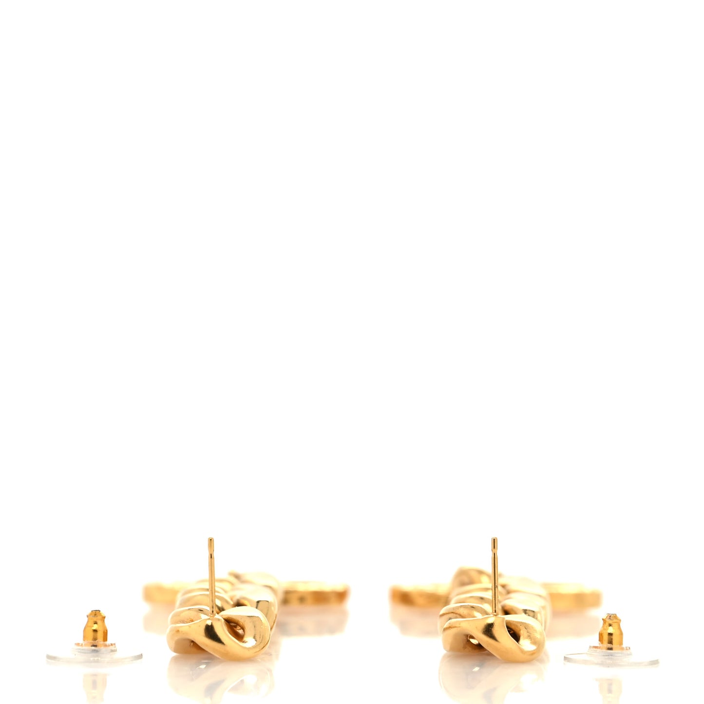 Metal CC Pick Drop Earrings Gold