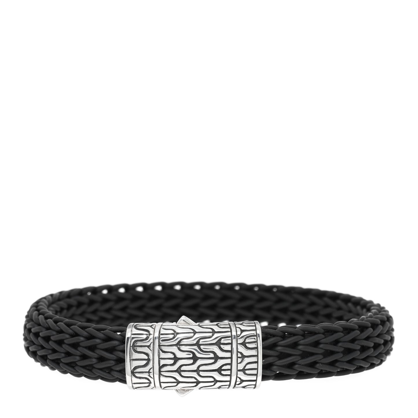 Sterling Silver Rubber 10.5mm Classic Chain Bracelet Black