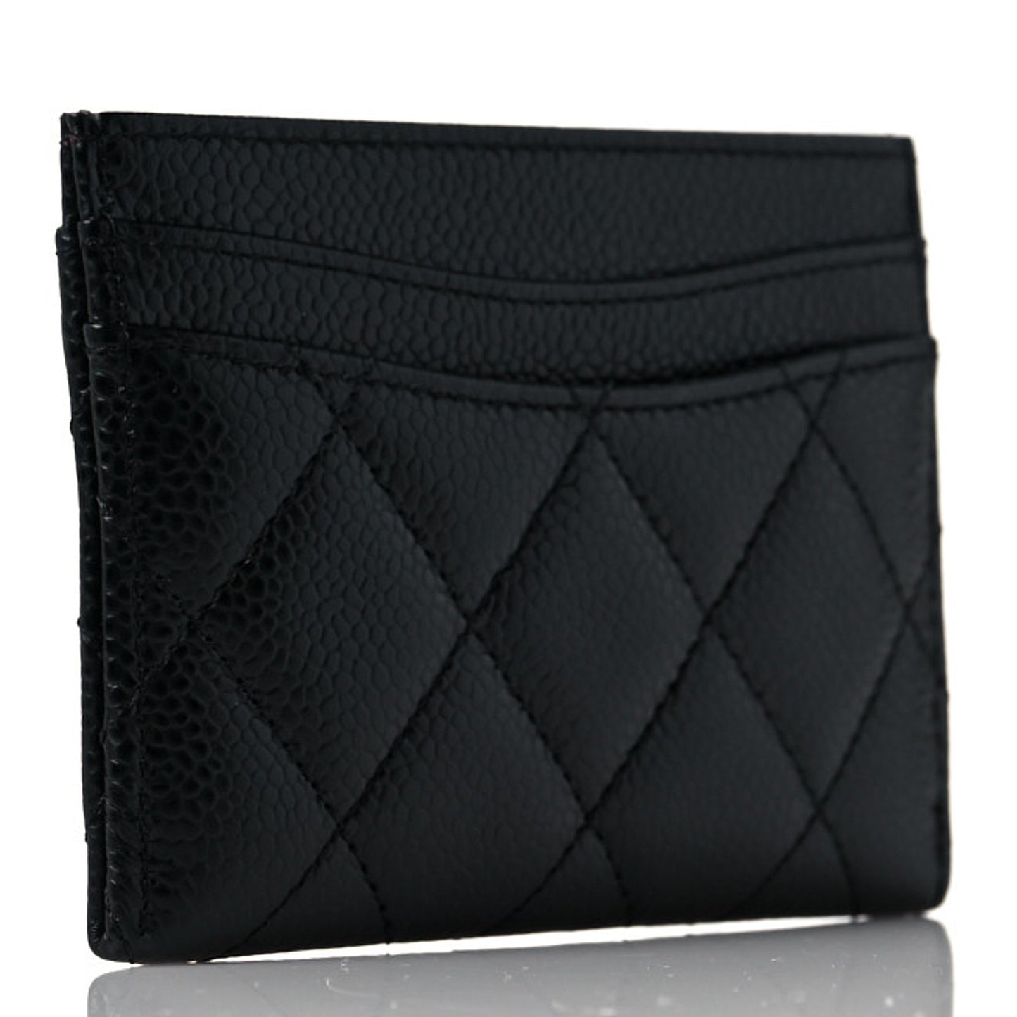 Caviar Quilted Card Holder Black