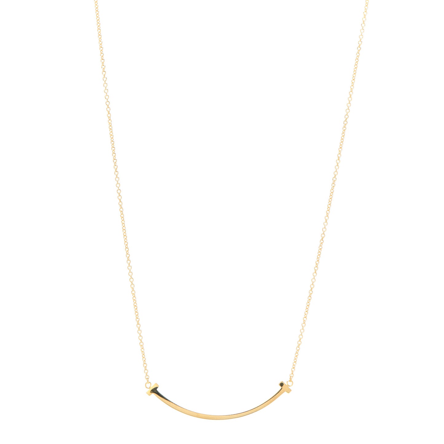 18K Yellow Gold Small T Smile Pendant Necklace