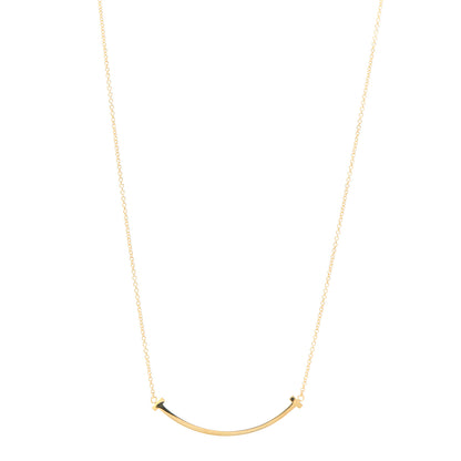 Tiffany 18K Yellow Gold Small T Smile Pendant Necklace 1 of 6