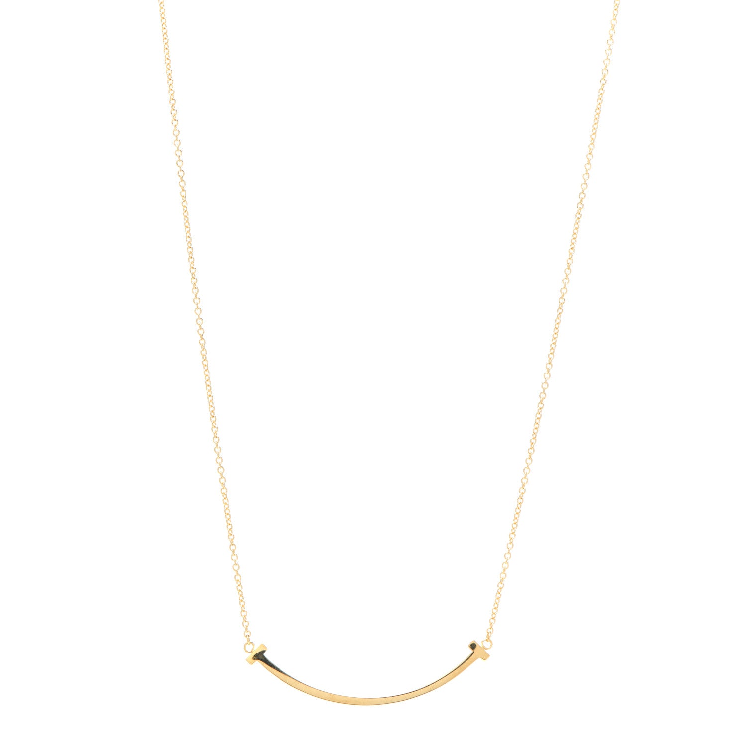 Tiffany 18K Yellow Gold Small T Smile Pendant Necklace 1 of 6