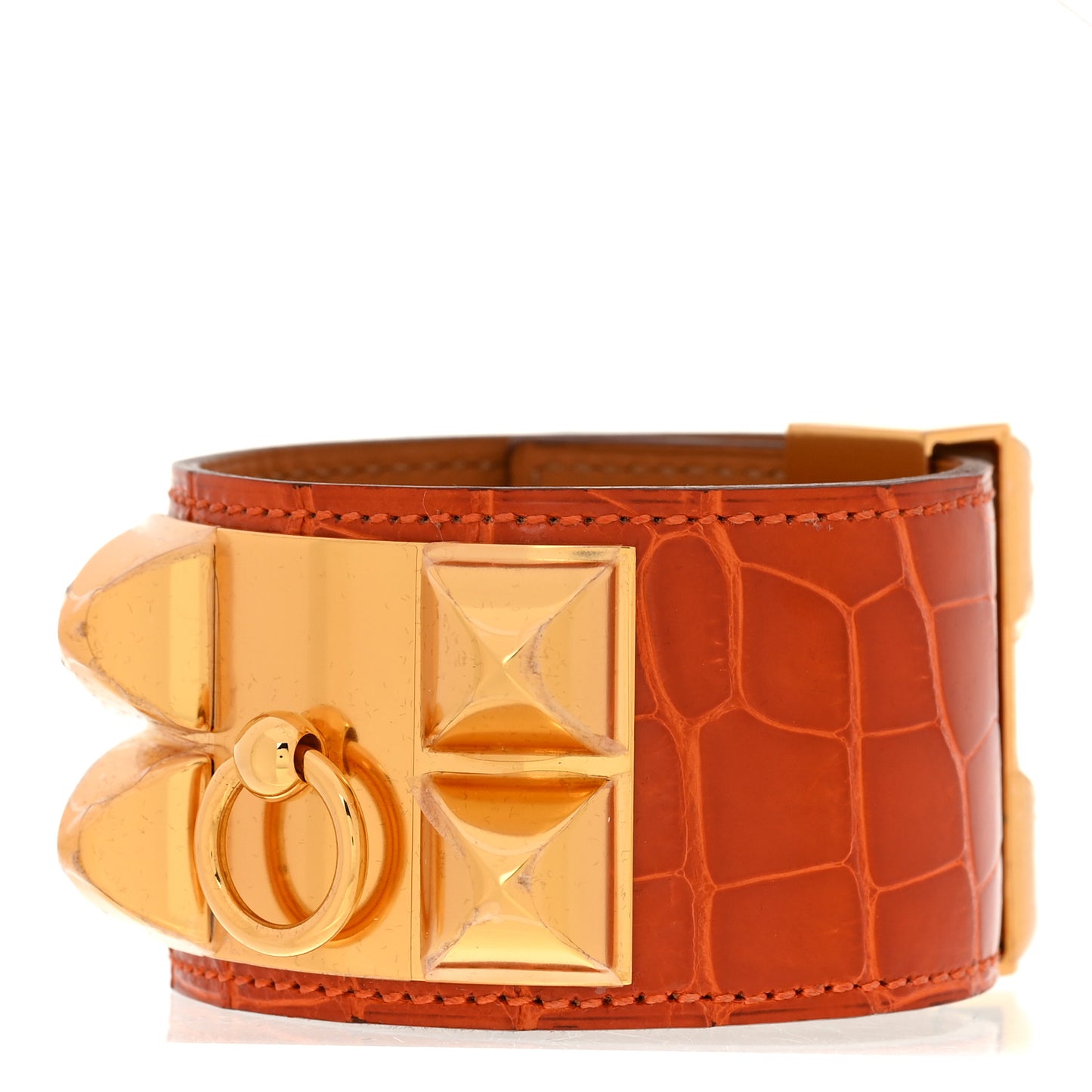 Shiny Alligator Collier De Chien CDC Bracelet S Orange