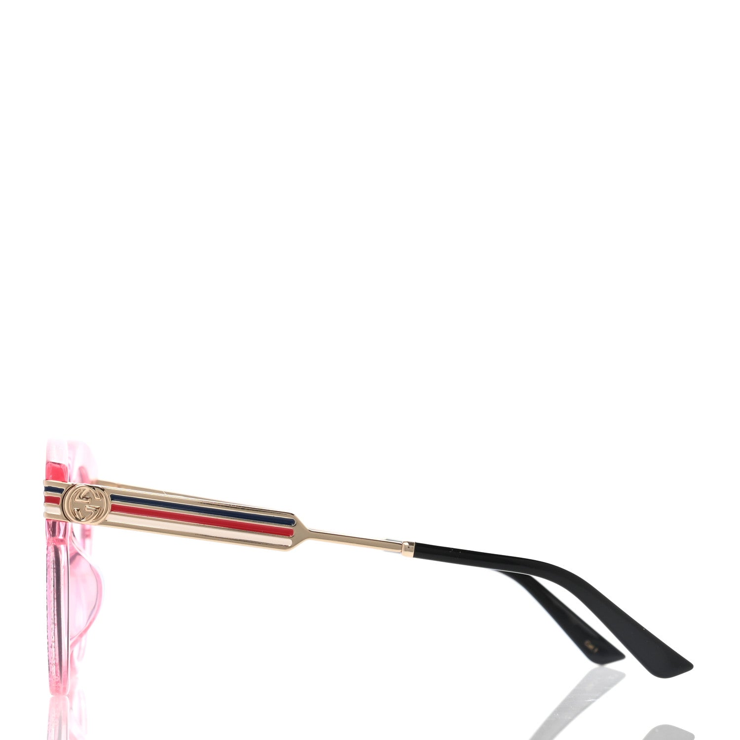 Gucci Acetate Round Frame Web Sunglasses GG0282SA Pink 3 of 7