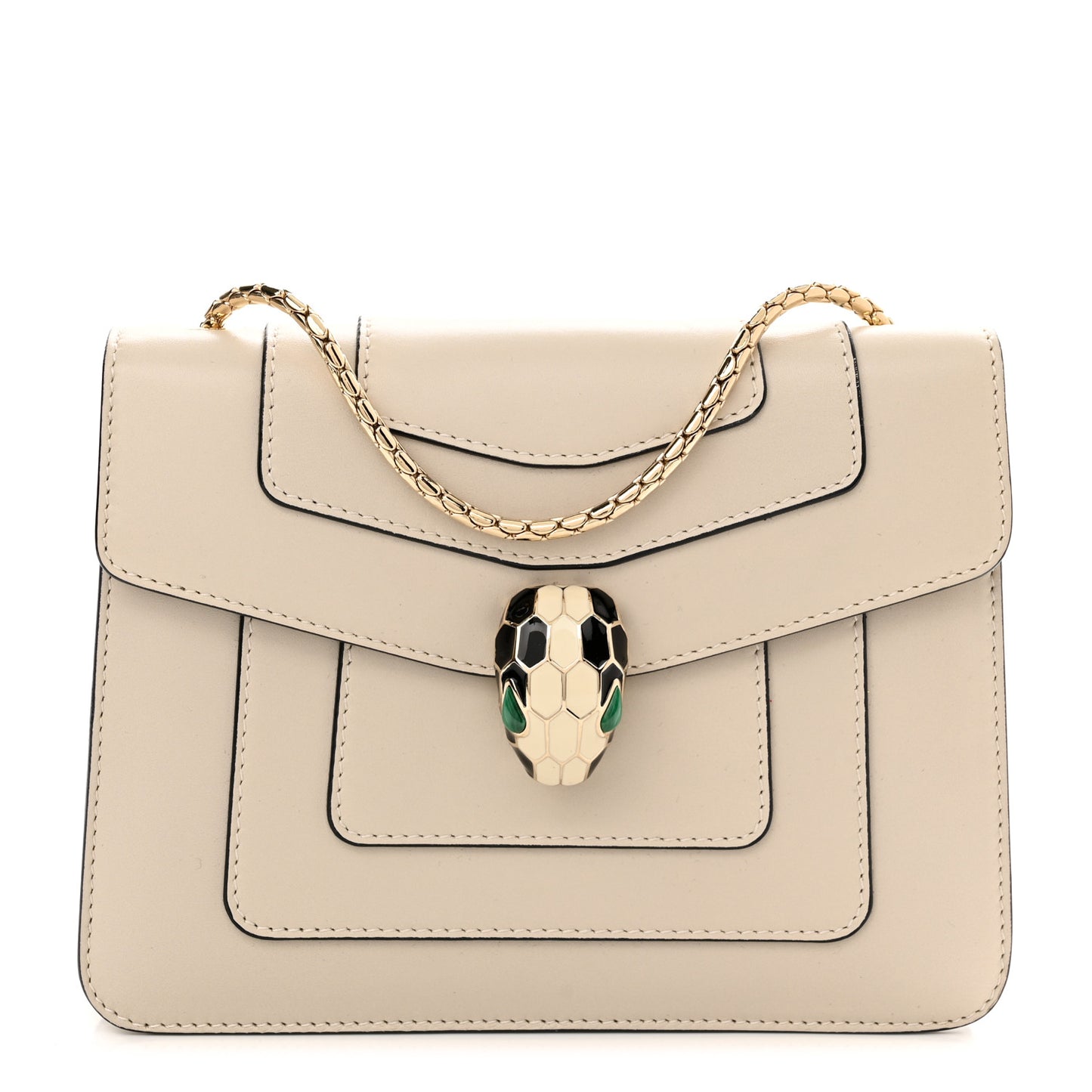 Calfskin Small Serpenti Forever Snake Strap Crossbody Bag Grey