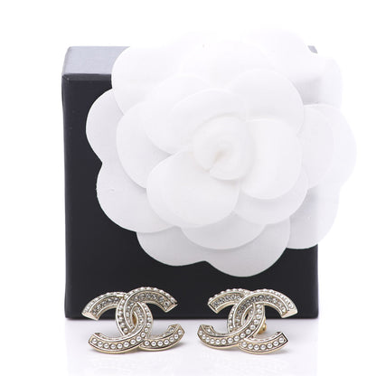 Chanel Crystal Pearl Chain Mania CC Earrings Gold 5 of 5