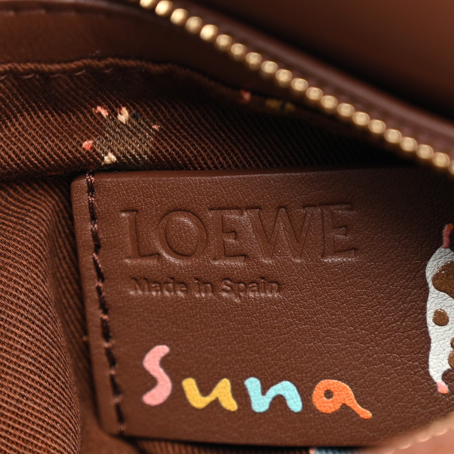 Loewe X SUNA FUJITA Satin Calfskin Mini Hamster Puzzle Edge Bag Havana 6 of 9