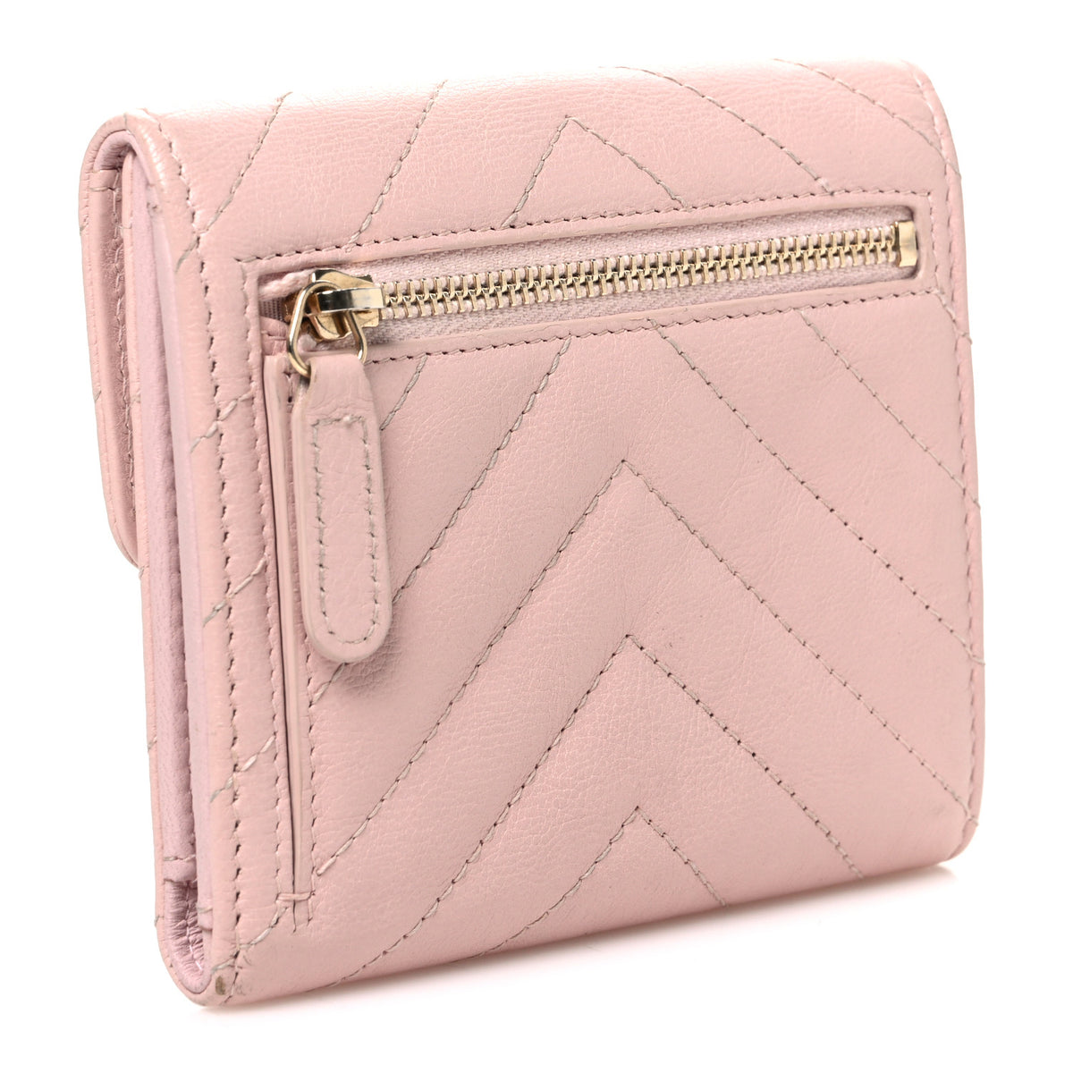 Chanel Calfskin Chevron Quilted Compact Flap Pink 3 of 8