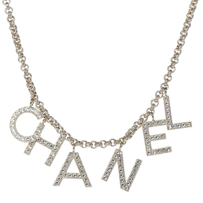 Chanel Metal Crystal Logo Necklace Gold 1 of 4