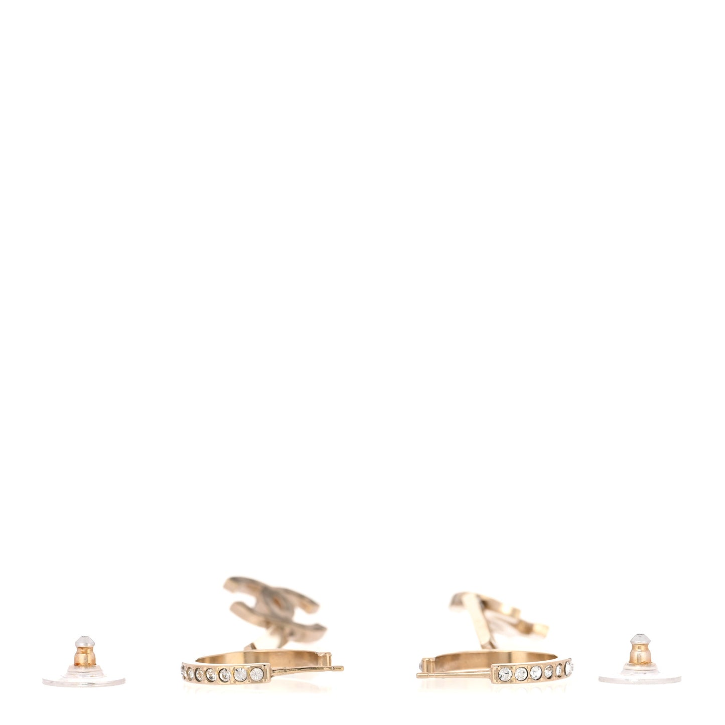Crystal Lock Symbols Logo CC Hoop Drop Earrings Gold