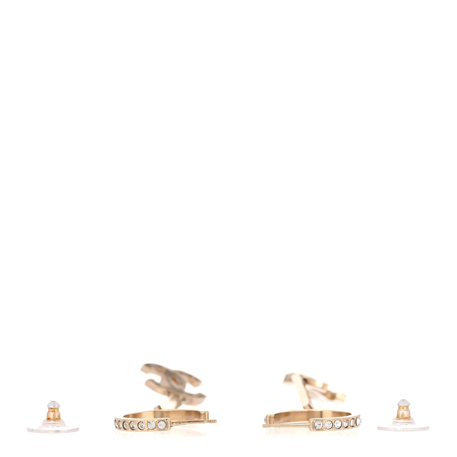 Chanel Crystal Lock Symbols Logo CC Hoop Drop Earrings Gold 3 of 5