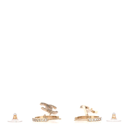 Chanel Crystal Lock Symbols Logo CC Hoop Drop Earrings Gold 3 of 5