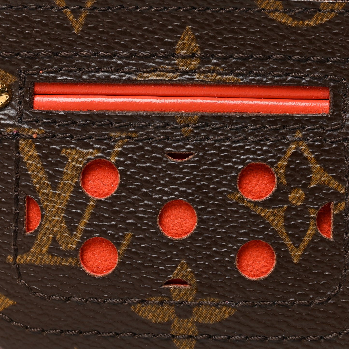 Monogram Perforated Key Pouch Orange
