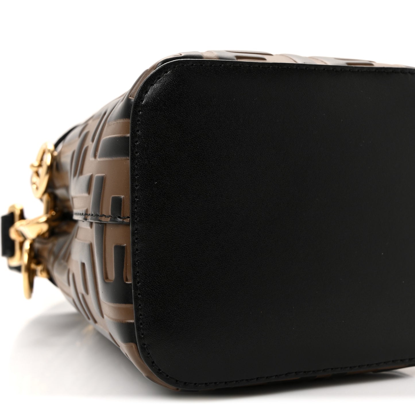 Vitello Liberty F is Fendi Bi-Color FF 1974 Embossed Mini Mon Tresor Bucket Bag Maya Black