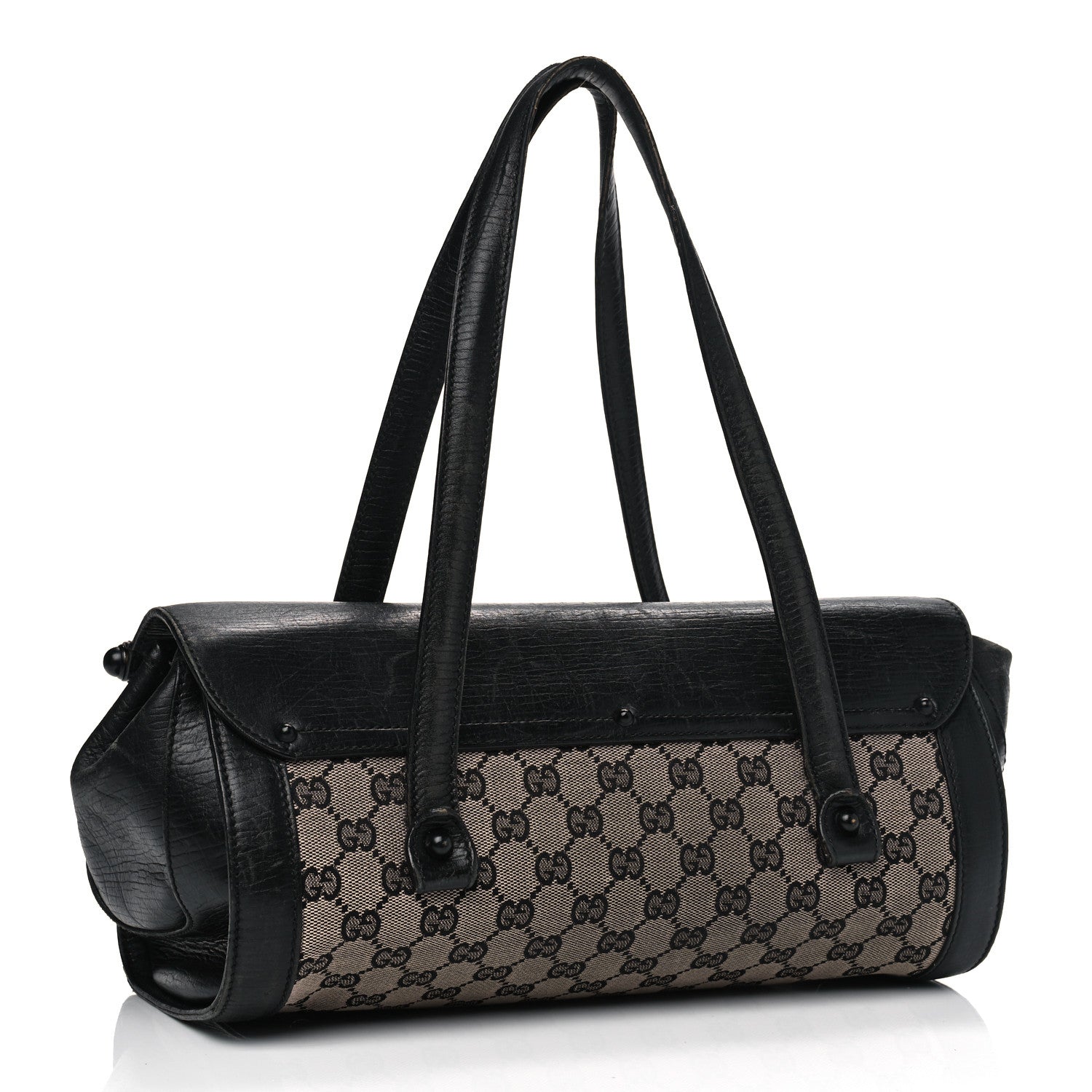 Gucci Monogram Bamboo Bullet Handbag Black 2 of 16