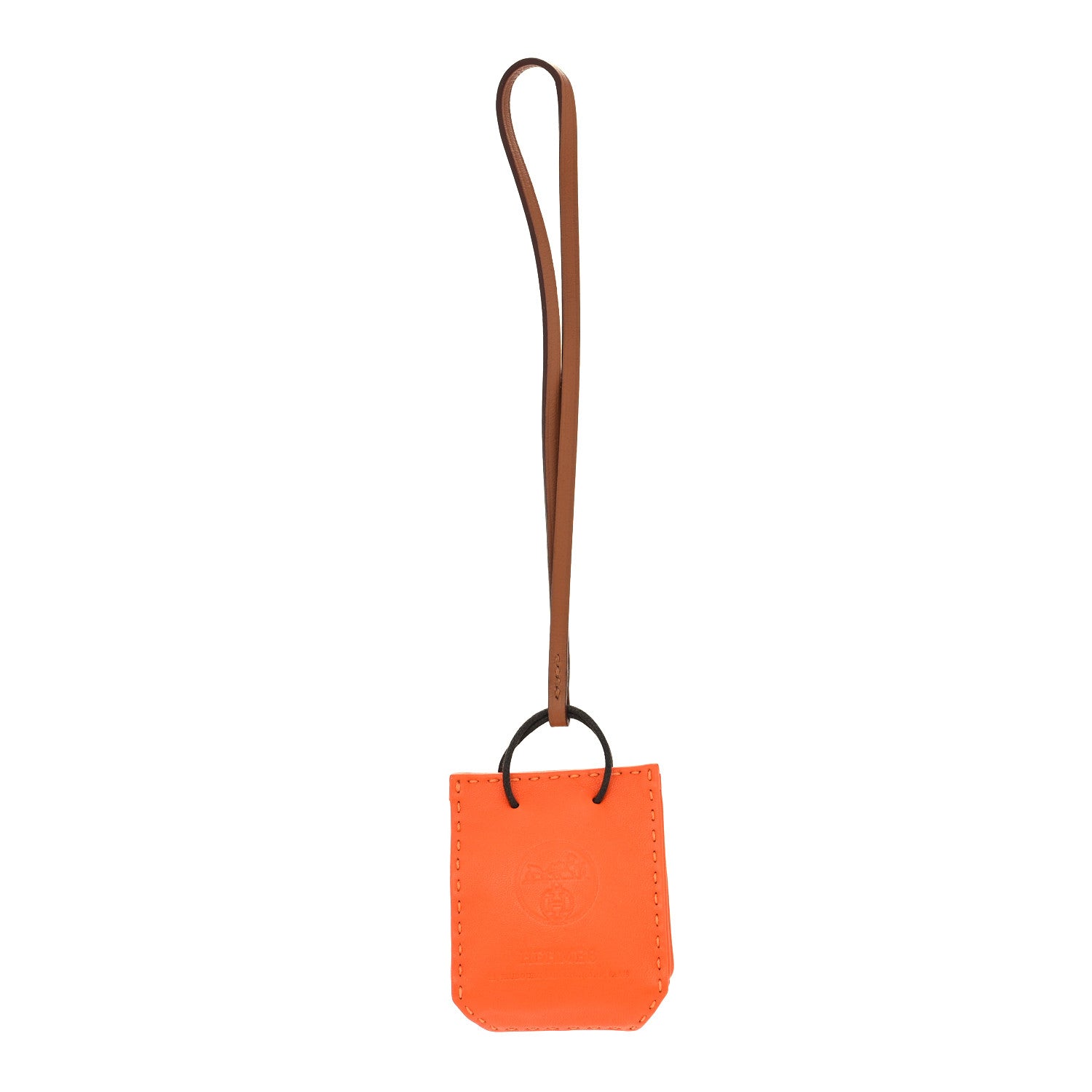 Hermes Milo Lambskin Swift Shopping Bag Charm Feu Gold 1 of 4