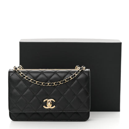 Chanel Lambskin Quilted Trendy CC Wallet On Chain WOC Black 16 of 16