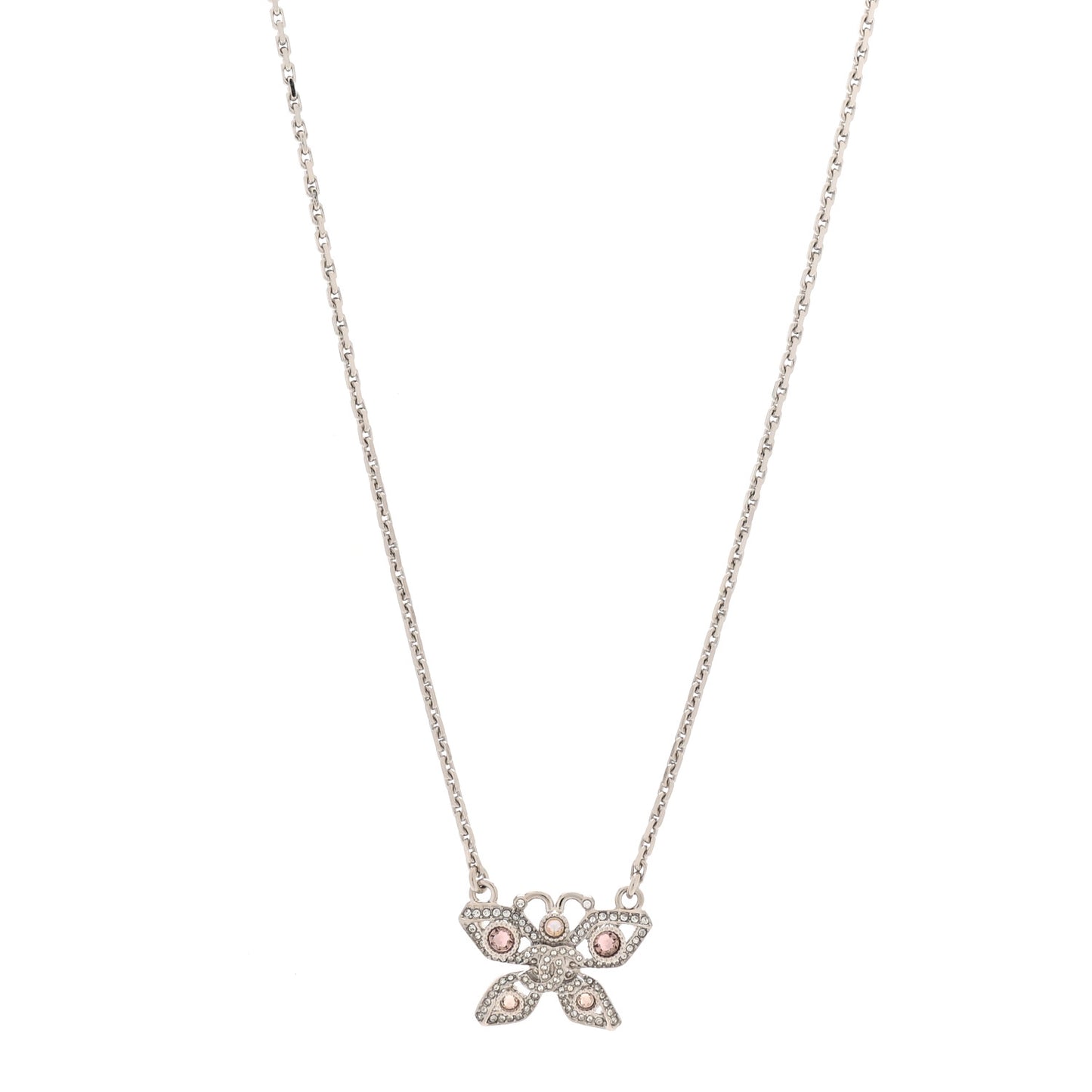Crystal Butterfly CC Necklace Silver