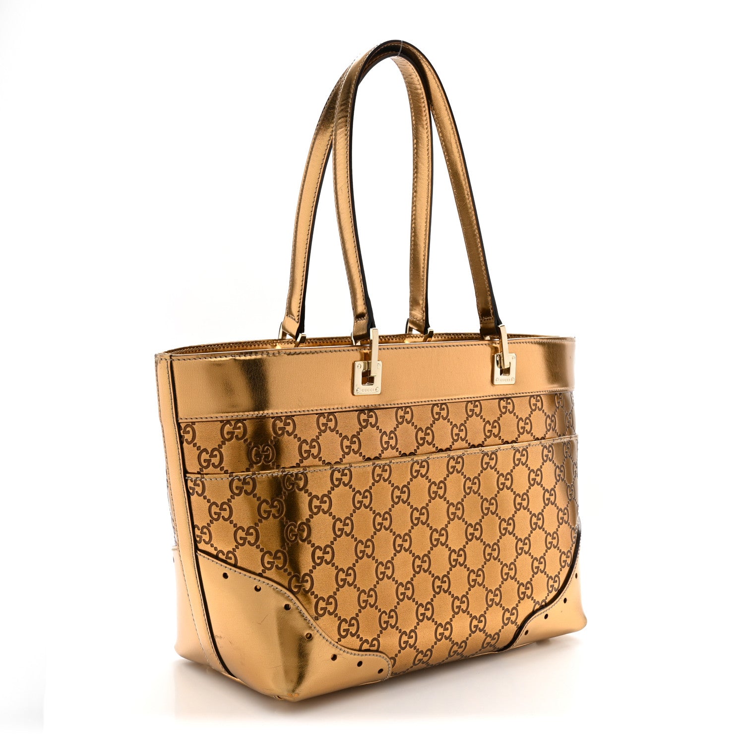 Gucci Metallic Guccissima Large Punch Tote Bronze 1909630