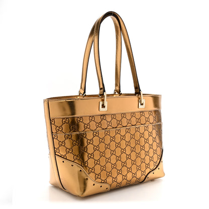 Gucci Metallic Guccissima Large Punch Tote Bronze 3 of 12
