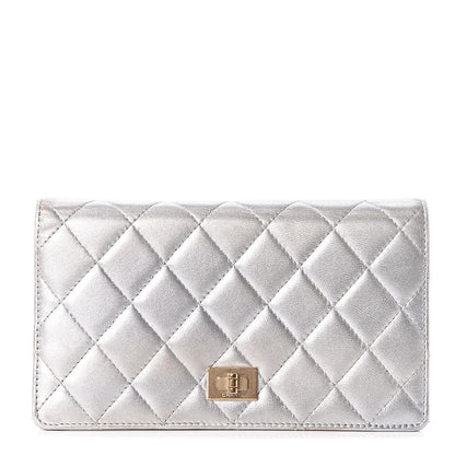 Chanel Metallic Lambskin Quilted Reissue Yen Wallet Silver 1 of 18