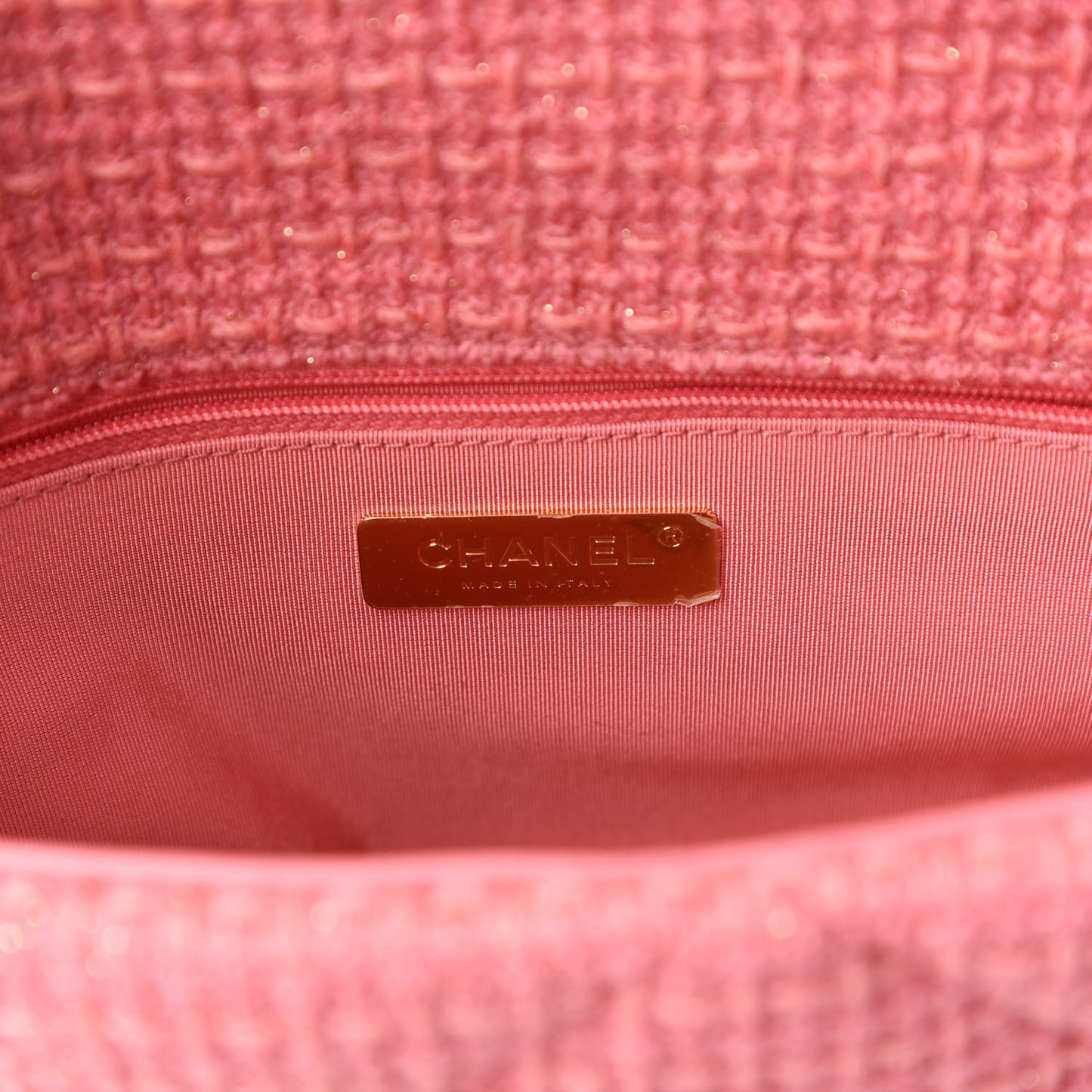 Metallic Tweed Quilted Large Chanel 19 Flap Pink
