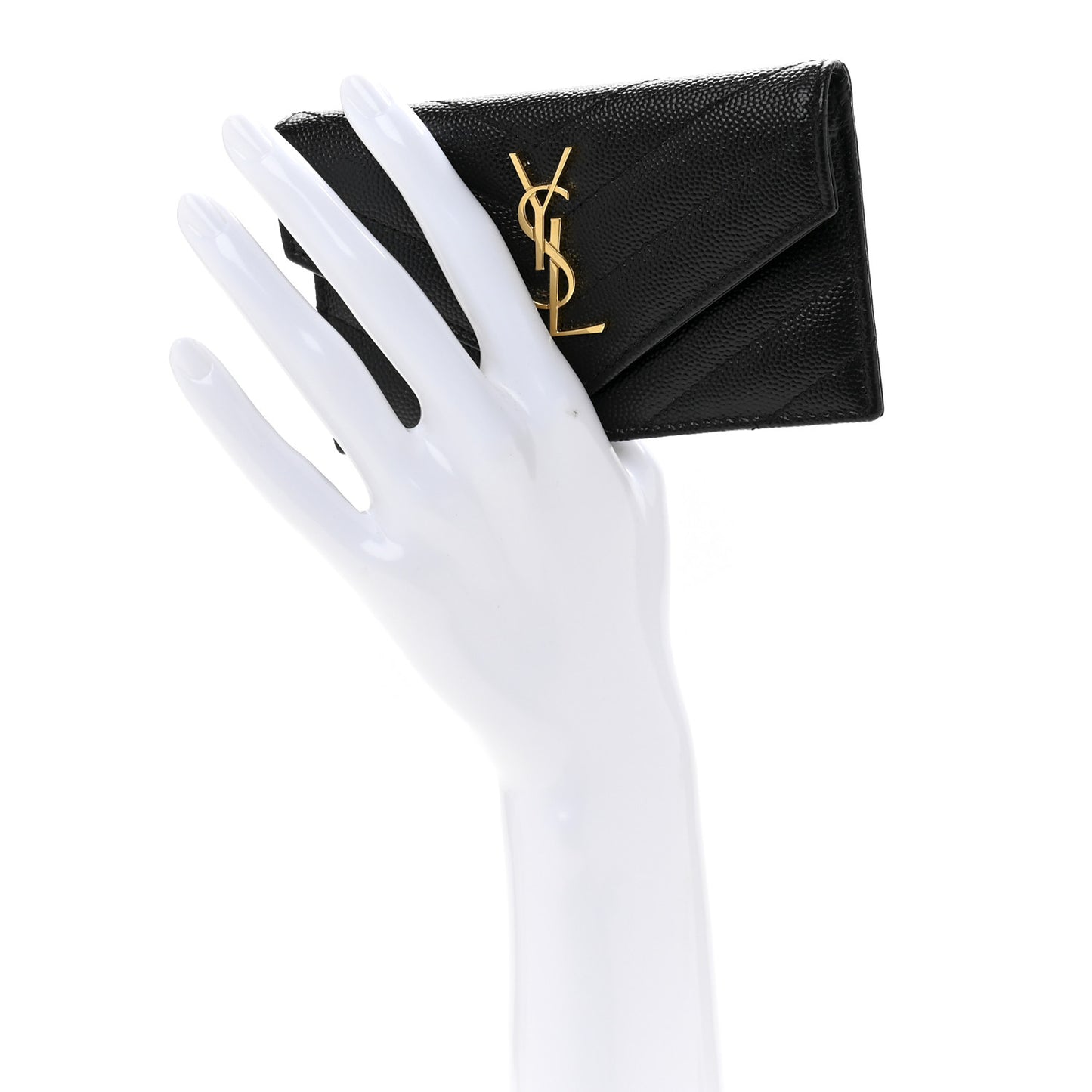 Grain De Poudre Matelasse Chevron Monogram Compact Wallet Black