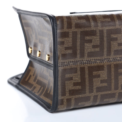 Fendi Glazed Fabric Vitello Century FF 1974 Stamp Patch Mini Peekaboo Defender Cover Mogano Panna Black 8 of 9