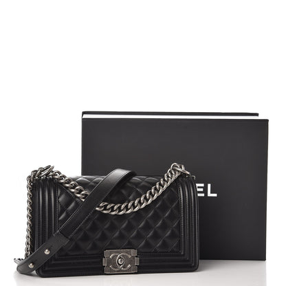 Chanel Lambskin Quilted Medium Boy Flap Black 8 of 8