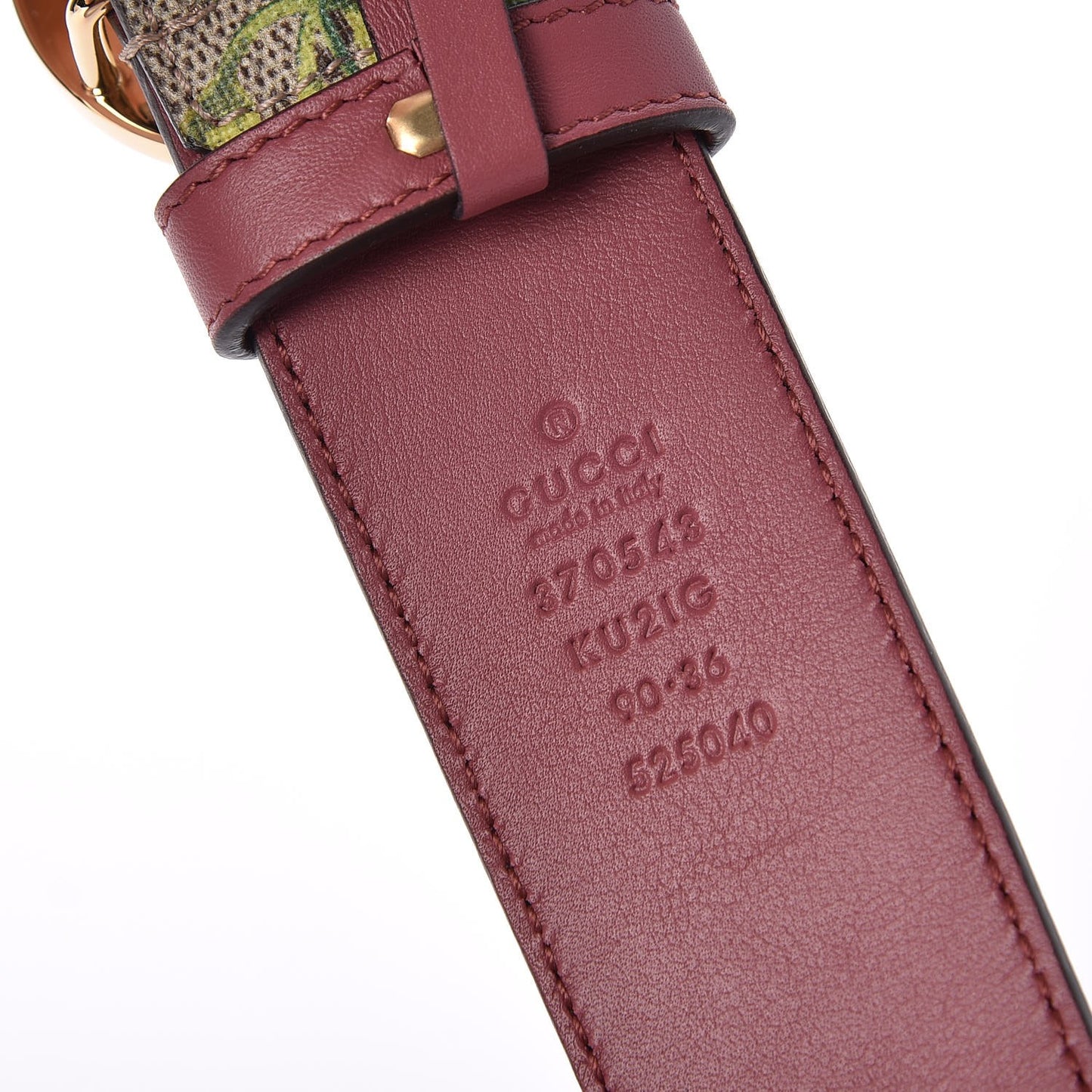 GG Supreme Monogram Blooms Moon Calfskin Interlocking G 37mm Belt 90 36 Beige Ebony Multicolor Dry Rose