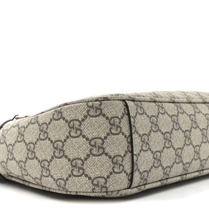 Gucci GG Supreme Monogram Emblem Medium Shoulder Bag Beige Ebony Black 8 of 9