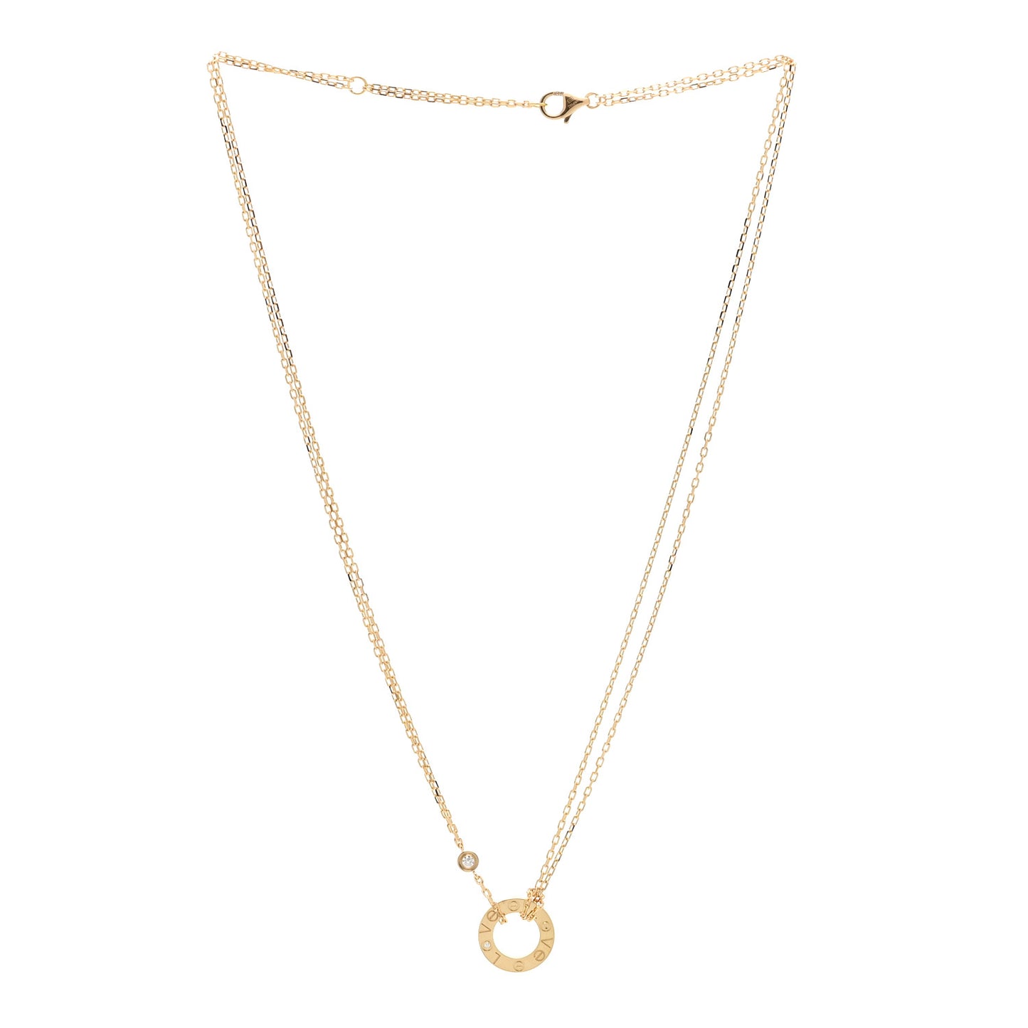 18K Yellow Gold 2 Diamond LOVE Necklace