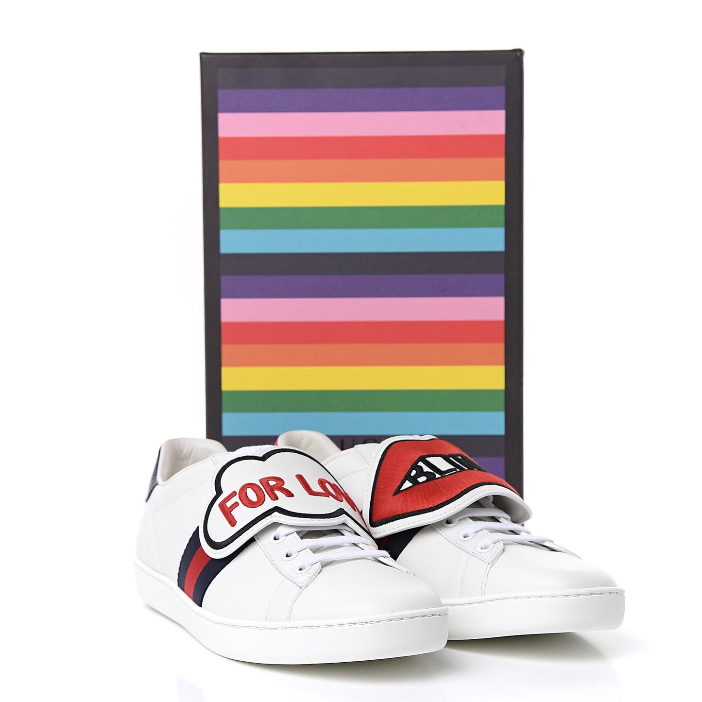 Calfskin Ayers Web Blind for Love Embroidered Womens Ace Sneakers 38.5 White