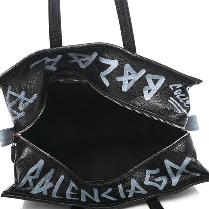 Balenciaga Agneau Arena Graffiti All Over Medium Bazar Shopper Tote Black White 4 of 4