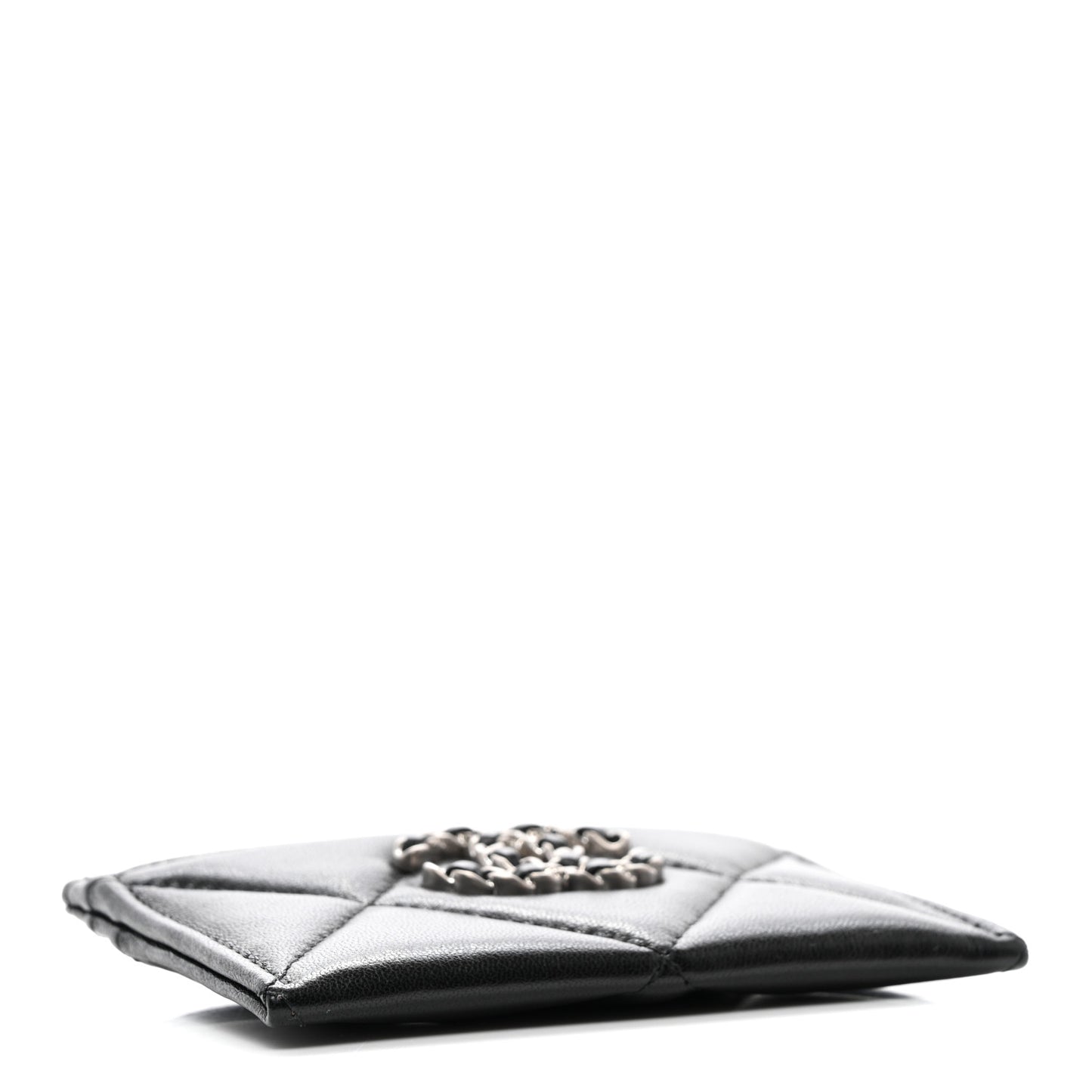 Lambskin Quilted Chanel 19 Card Holder Black