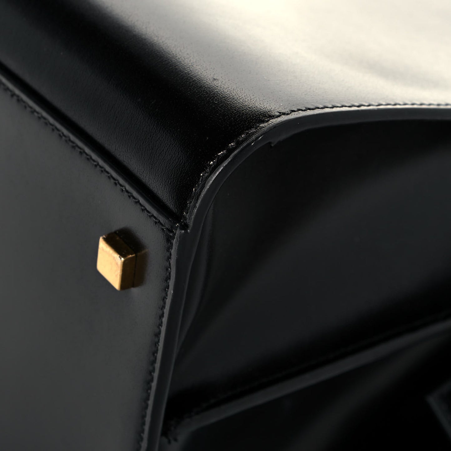 Shiny Calfskin Large Uptown Tote Black
